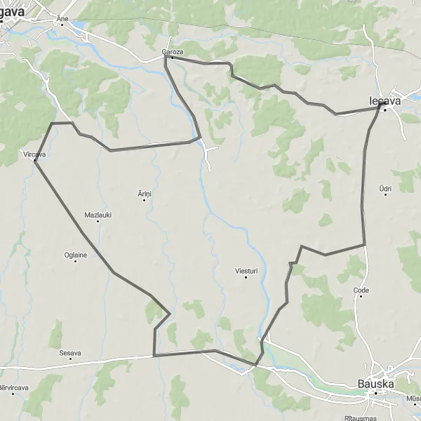 Map miniature of "Tour de South Latvia" cycling inspiration in Latvija, Latvia. Generated by Tarmacs.app cycling route planner