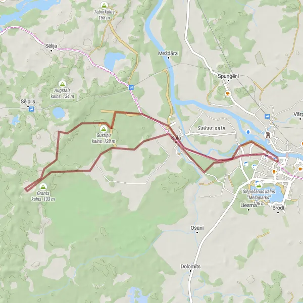 Map miniature of "Gravel Adventure to Strūves ģeodēziskā loka punkti" cycling inspiration in Latvija, Latvia. Generated by Tarmacs.app cycling route planner