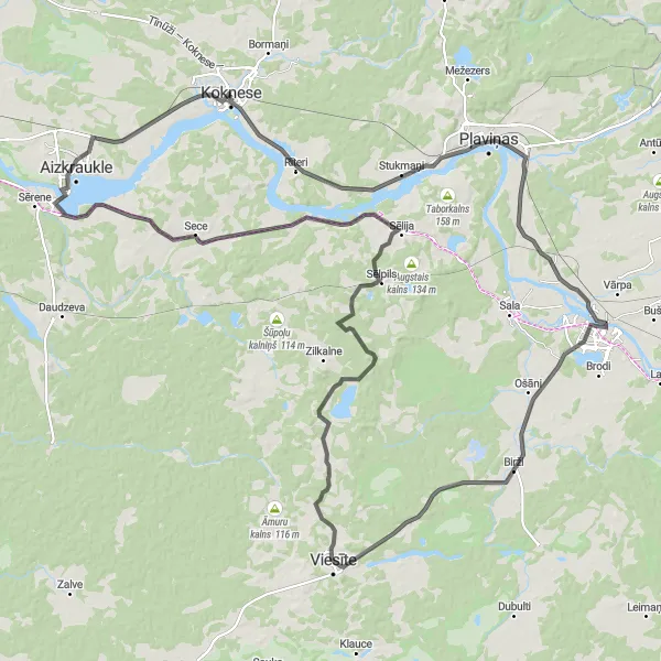 Map miniature of "Historical Treasures and Natural Wonders" cycling inspiration in Latvija, Latvia. Generated by Tarmacs.app cycling route planner