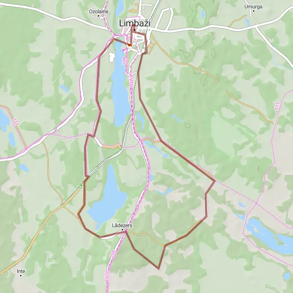 Map miniature of "Gravel Adventure to Limbaži Castle" cycling inspiration in Latvija, Latvia. Generated by Tarmacs.app cycling route planner