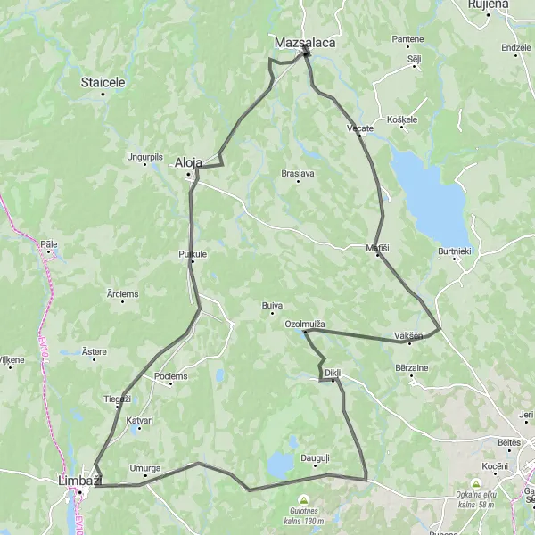 Map miniature of "The Ultimate Challenge" cycling inspiration in Latvija, Latvia. Generated by Tarmacs.app cycling route planner