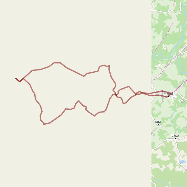 Map miniature of "The Gravelly Adventure" cycling inspiration in Latvija, Latvia. Generated by Tarmacs.app cycling route planner