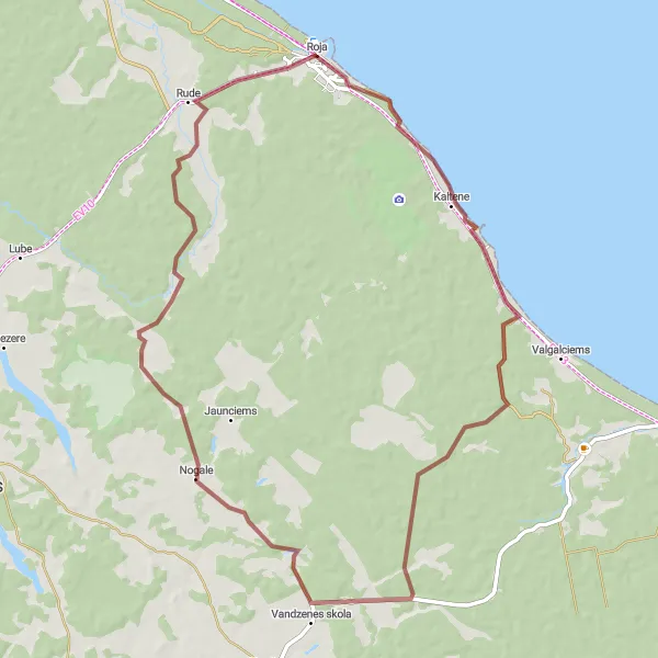 Map miniature of "Gravel Adventure: Kaltene Loop" cycling inspiration in Latvija, Latvia. Generated by Tarmacs.app cycling route planner