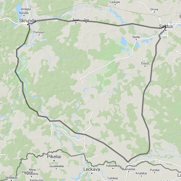 Map miniature of "Ultimate road challenge near Saldus" cycling inspiration in Latvija, Latvia. Generated by Tarmacs.app cycling route planner