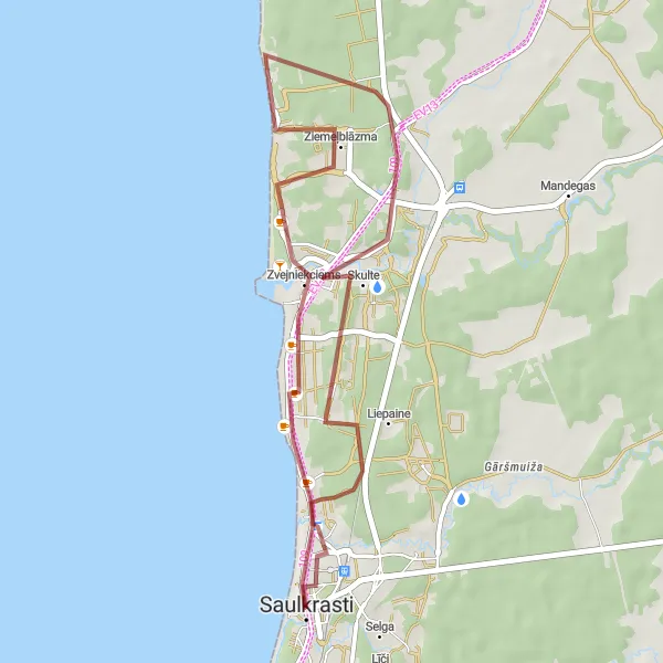 Map miniature of "Scenic Gravel Loop" cycling inspiration in Latvija, Latvia. Generated by Tarmacs.app cycling route planner