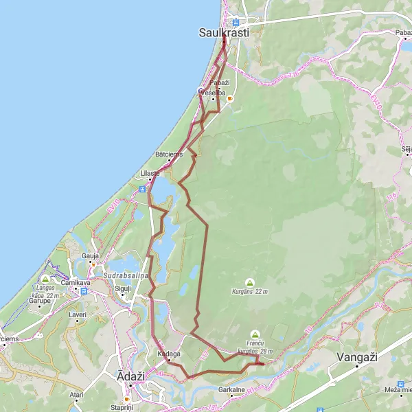 Map miniature of "Hidden Gems Gravel Tour" cycling inspiration in Latvija, Latvia. Generated by Tarmacs.app cycling route planner