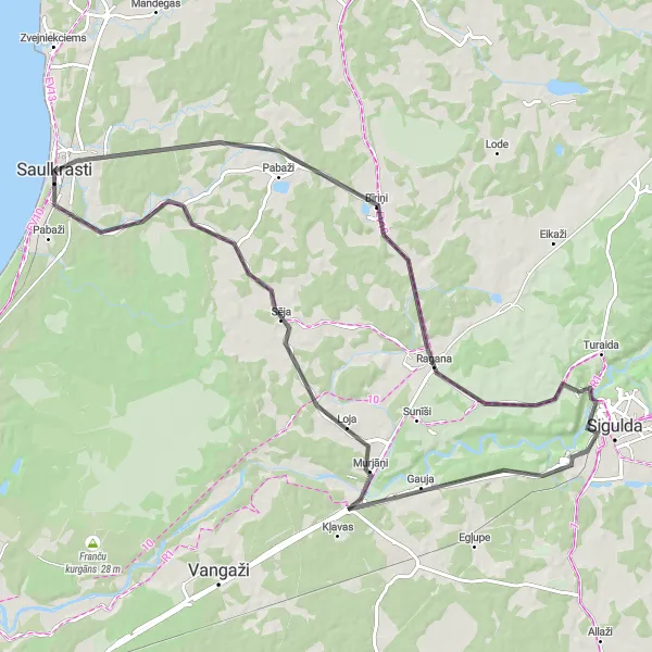 Map miniature of "The Castles and Lakes Route" cycling inspiration in Latvija, Latvia. Generated by Tarmacs.app cycling route planner