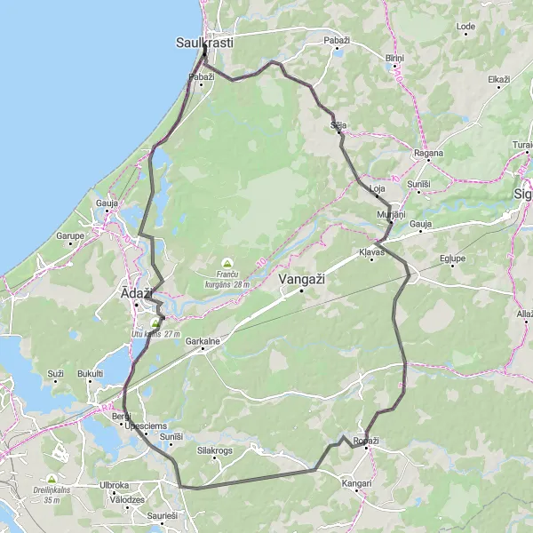 Map miniature of "The Ultimate Road Challenge" cycling inspiration in Latvija, Latvia. Generated by Tarmacs.app cycling route planner