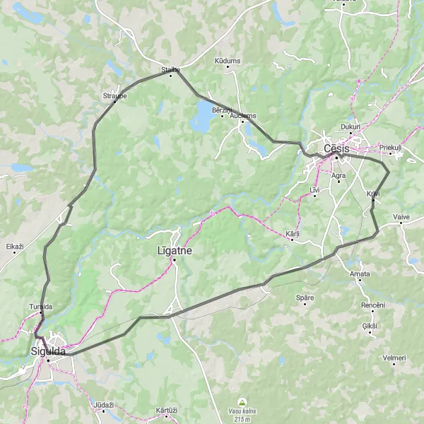 Map miniature of "Cēsis Adventure" cycling inspiration in Latvija, Latvia. Generated by Tarmacs.app cycling route planner