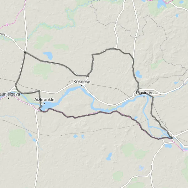 Map miniature of "Unforgettable Road Adventure" cycling inspiration in Latvija, Latvia. Generated by Tarmacs.app cycling route planner