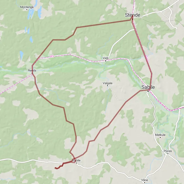 Map miniature of "Sabile - Kabile Circuit" cycling inspiration in Latvija, Latvia. Generated by Tarmacs.app cycling route planner