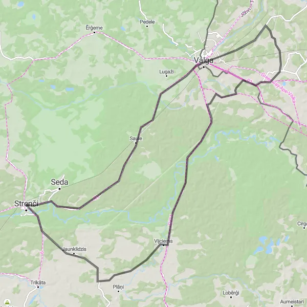 Map miniature of "Challenging Road Ride to Jaunklidzis" cycling inspiration in Latvija, Latvia. Generated by Tarmacs.app cycling route planner
