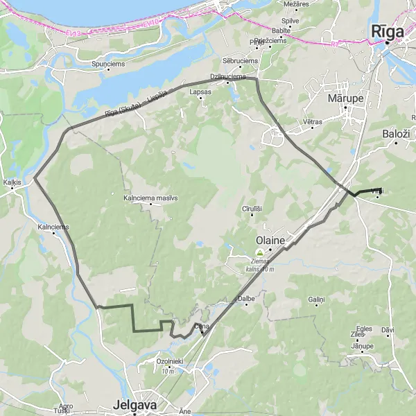 Map miniature of "Exploring the Rivers and Forests of Latvija" cycling inspiration in Latvija, Latvia. Generated by Tarmacs.app cycling route planner
