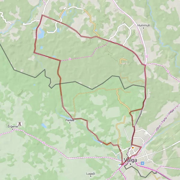 Map miniature of "Jeti and Kulli Scenic Gravel Cycling Route" cycling inspiration in Latvija, Latvia. Generated by Tarmacs.app cycling route planner