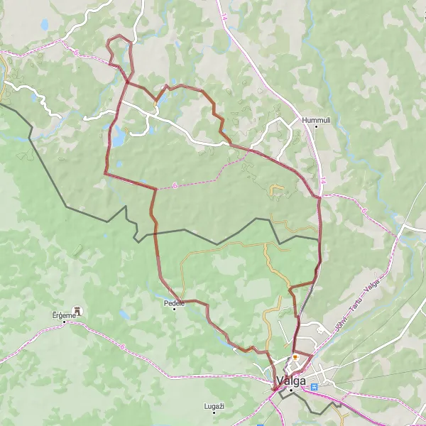 Map miniature of "Jeti and Kulli Gravel Cycling Route" cycling inspiration in Latvija, Latvia. Generated by Tarmacs.app cycling route planner