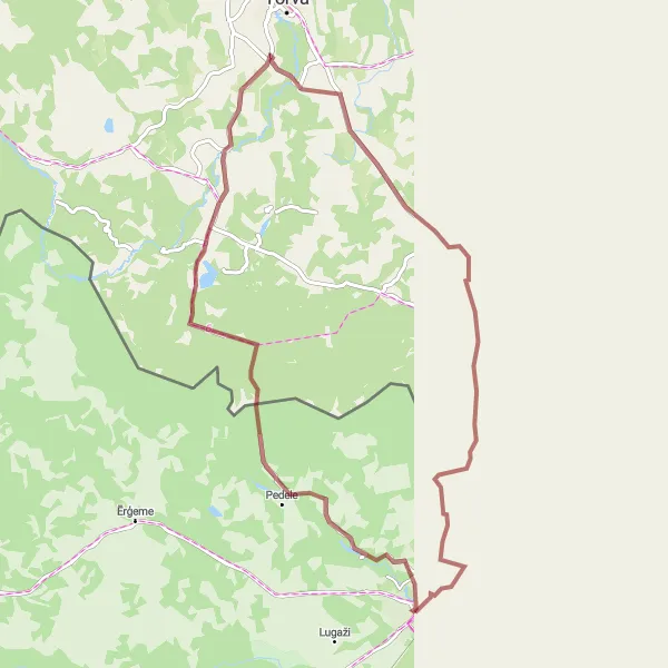 Map miniature of "Jeti and Patküla Gravel Cycling Route" cycling inspiration in Latvija, Latvia. Generated by Tarmacs.app cycling route planner