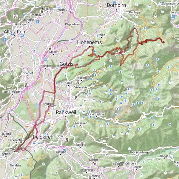 Map miniature of "Mountain Adventure Challenge" cycling inspiration in Liechtenstein, Liechtenstein. Generated by Tarmacs.app cycling route planner