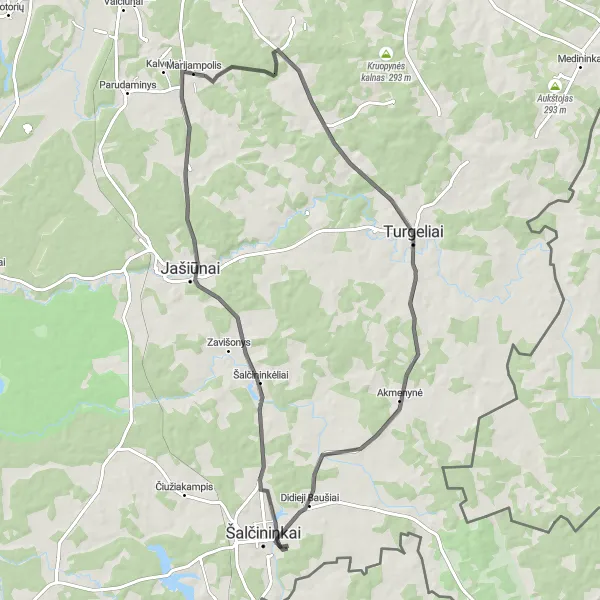 Map miniature of "Šalčininkai Manor Loop" cycling inspiration in Sostinės regionas, Lithuania. Generated by Tarmacs.app cycling route planner
