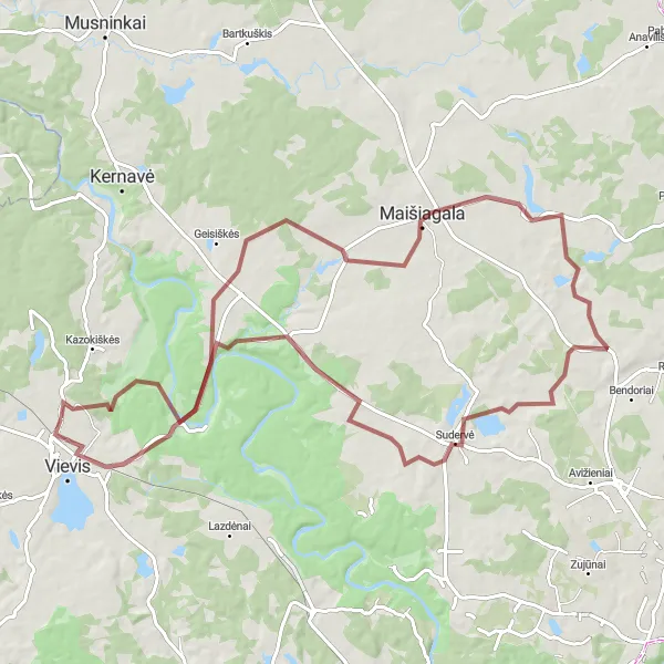 Map miniature of "Markiškės Forest Loop" cycling inspiration in Sostinės regionas, Lithuania. Generated by Tarmacs.app cycling route planner