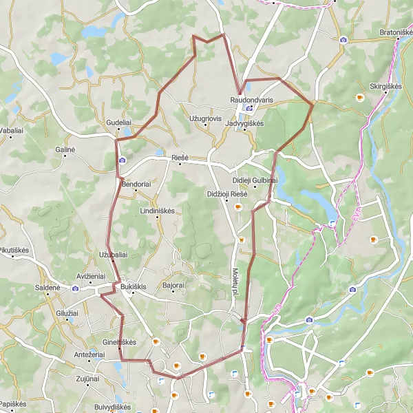 Map miniature of "Scenic Gravel Route from Vilnius" cycling inspiration in Sostinės regionas, Lithuania. Generated by Tarmacs.app cycling route planner