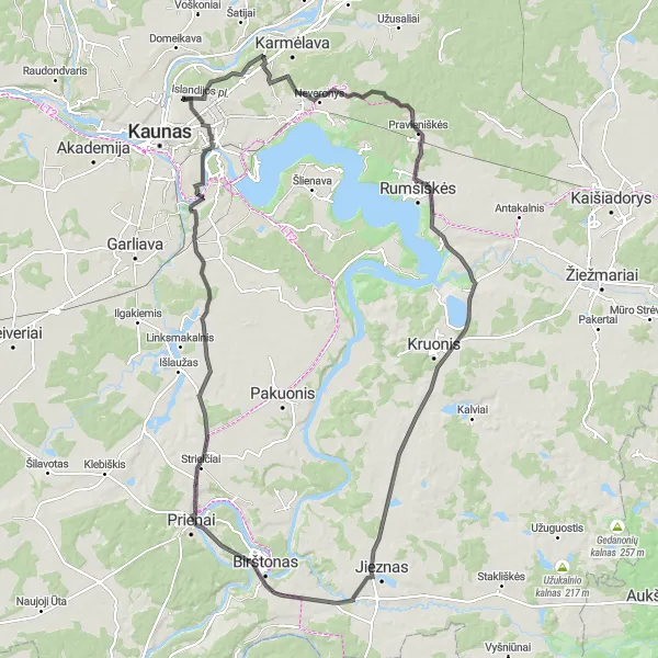 Map miniature of "Epic Road Adventure to Panemunės šilo panorama" cycling inspiration in Vidurio ir vakarų Lietuvos regionas, Lithuania. Generated by Tarmacs.app cycling route planner