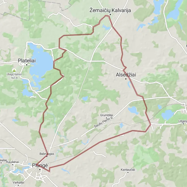 Map miniature of "Gravel Adventure" cycling inspiration in Vidurio ir vakarų Lietuvos regionas, Lithuania. Generated by Tarmacs.app cycling route planner