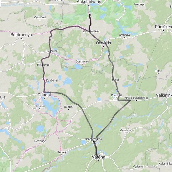Map miniature of "Road Cycling Heritage" cycling inspiration in Vidurio ir vakarų Lietuvos regionas, Lithuania. Generated by Tarmacs.app cycling route planner