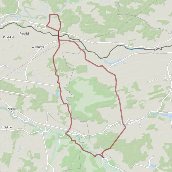 Map miniature of "Laižuva and Atokvėpio vieta Ventos mieste Route" cycling inspiration in Vidurio ir vakarų Lietuvos regionas, Lithuania. Generated by Tarmacs.app cycling route planner