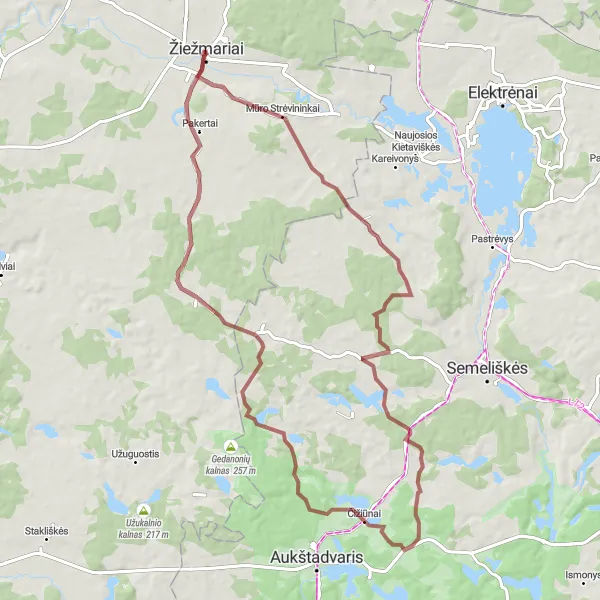 Map miniature of "The Turloviškės Escape" cycling inspiration in Vidurio ir vakarų Lietuvos regionas, Lithuania. Generated by Tarmacs.app cycling route planner