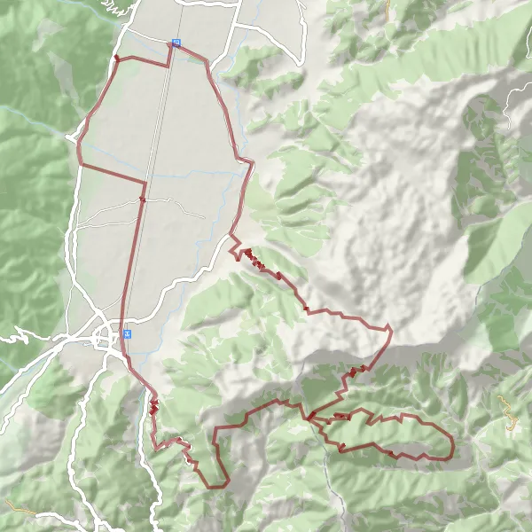 Map miniature of "Radiovce Loop" cycling inspiration in Severna Makedonija, Macedonia. Generated by Tarmacs.app cycling route planner
