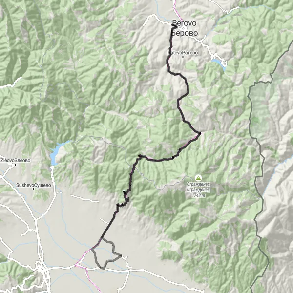 Map miniature of "Hidden Treasures" cycling inspiration in Severna Makedonija, Macedonia. Generated by Tarmacs.app cycling route planner