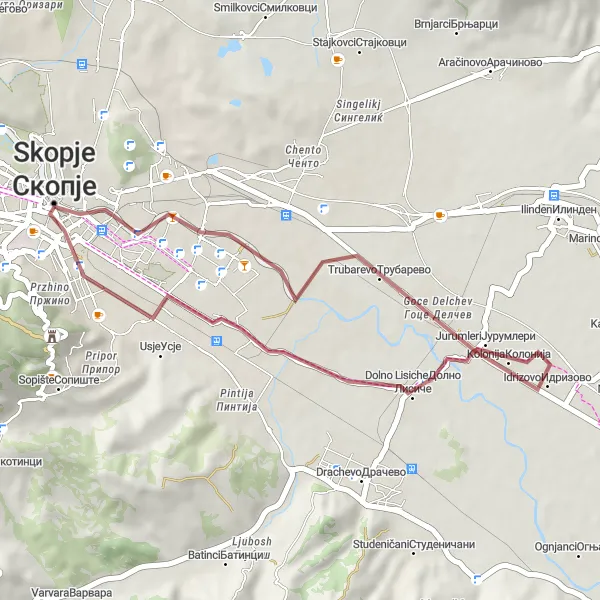 Map miniature of "Ostrovo Gravel Adventure" cycling inspiration in Severna Makedonija, Macedonia. Generated by Tarmacs.app cycling route planner
