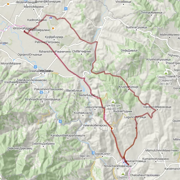Map miniature of "Discover the Natural Wonders of Veles" cycling inspiration in Severna Makedonija, Macedonia. Generated by Tarmacs.app cycling route planner