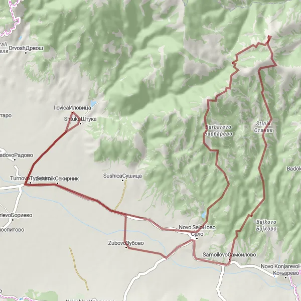 Map miniature of "Legendary Gravel Cycling Route from Ilovica to Novo Selo" cycling inspiration in Severna Makedonija, Macedonia. Generated by Tarmacs.app cycling route planner