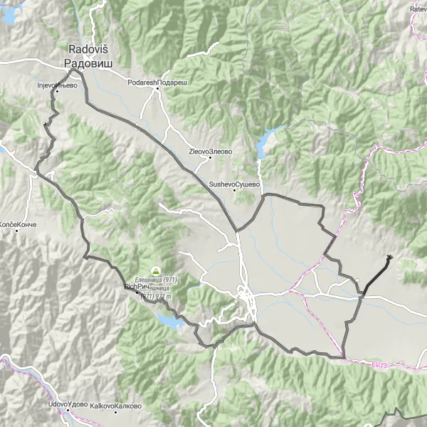 Map miniature of "Raborci Highlights" cycling inspiration in Severna Makedonija, Macedonia. Generated by Tarmacs.app cycling route planner