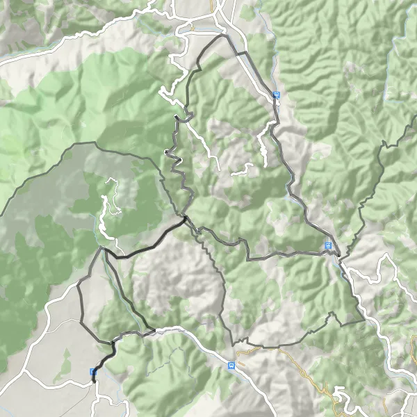 Map miniature of "Rogachevo and Elez Han Exploration" cycling inspiration in Severna Makedonija, Macedonia. Generated by Tarmacs.app cycling route planner