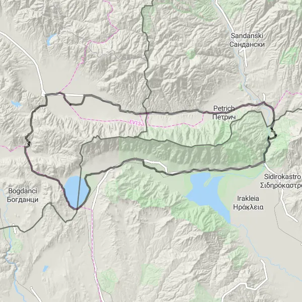 Map miniature of "Murtino - Novo Selo Route" cycling inspiration in Severna Makedonija, Macedonia. Generated by Tarmacs.app cycling route planner