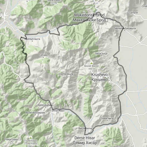 Map miniature of "Plasnica-Plasnica" cycling inspiration in Severna Makedonija, Macedonia. Generated by Tarmacs.app cycling route planner