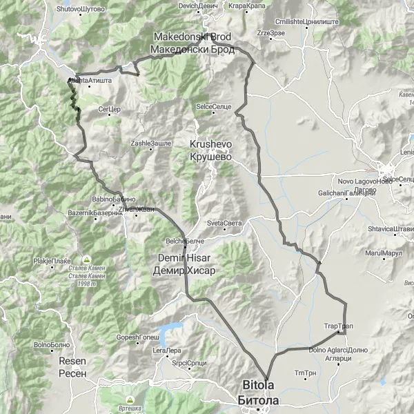 Map miniature of "Plasnica Discovery" cycling inspiration in Severna Makedonija, Macedonia. Generated by Tarmacs.app cycling route planner