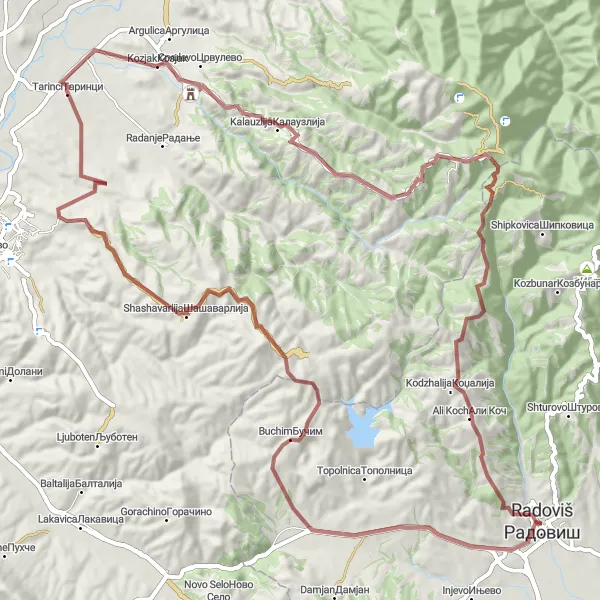 Map miniature of "The Gravel Challenge" cycling inspiration in Severna Makedonija, Macedonia. Generated by Tarmacs.app cycling route planner