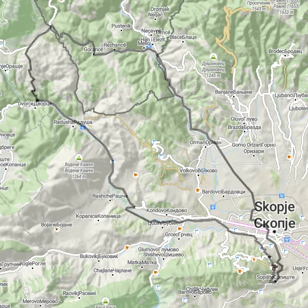 Map miniature of "Rudnik Radusha Challenge" cycling inspiration in Severna Makedonija, Macedonia. Generated by Tarmacs.app cycling route planner