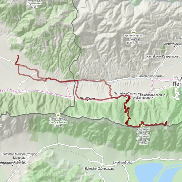 Map miniature of "Off-Road Adventure" cycling inspiration in Severna Makedonija, Macedonia. Generated by Tarmacs.app cycling route planner