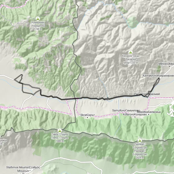 Map miniature of "Sušica Exploration - Novo Selo to Sušica" cycling inspiration in Severna Makedonija, Macedonia. Generated by Tarmacs.app cycling route planner