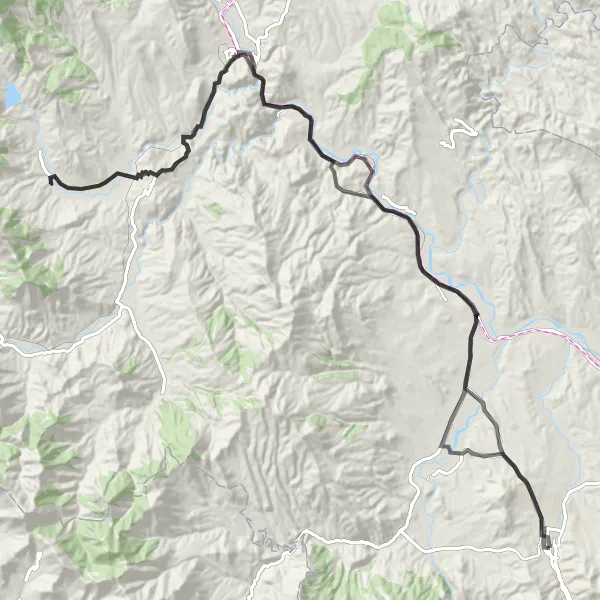 Map miniature of "Vataša - Nogaevci - Veles - Čaška - Prevalec - Kavadarci Road Route" cycling inspiration in Severna Makedonija, Macedonia. Generated by Tarmacs.app cycling route planner