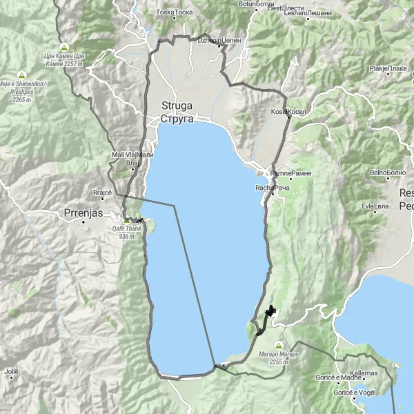 Map miniature of "The Duvalo Loop" cycling inspiration in Severna Makedonija, Macedonia. Generated by Tarmacs.app cycling route planner