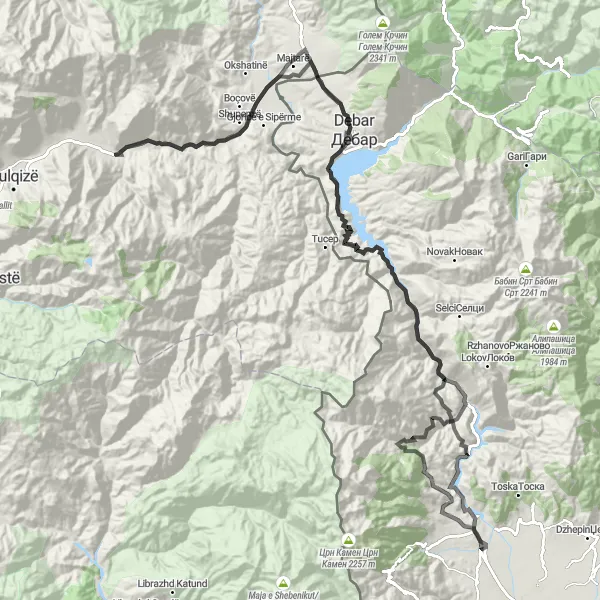 Map miniature of "Nerezi Loop" cycling inspiration in Severna Makedonija, Macedonia. Generated by Tarmacs.app cycling route planner