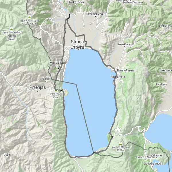 Map miniature of "Discover the Veleshta" cycling inspiration in Severna Makedonija, Macedonia. Generated by Tarmacs.app cycling route planner