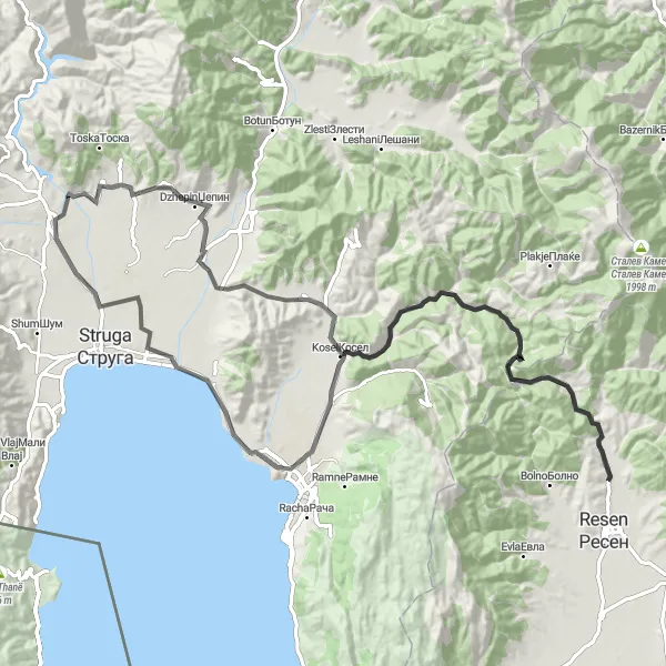 Map miniature of "Volino Discovery" cycling inspiration in Severna Makedonija, Macedonia. Generated by Tarmacs.app cycling route planner