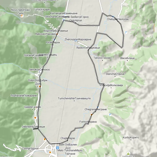 Map miniature of "Gostivar Adventure" cycling inspiration in Severna Makedonija, Macedonia. Generated by Tarmacs.app cycling route planner