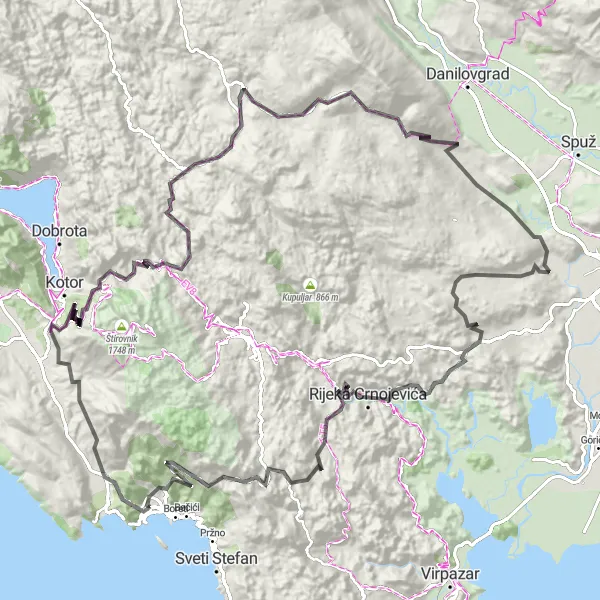 Map miniature of "Montenegrin Challenge" cycling inspiration in Crna Gora, Montenegro. Generated by Tarmacs.app cycling route planner